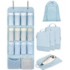 image:imageBAGSMART Hanging Compression Packing Cubes 6 Set Cruise Travel Essentials  3Fold Space Saving Hanging Shelves Closet Organizers amp Storage Compressible Suitcase Organizer Bags Machine Washable CubeLight Blue