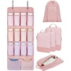 image:imageBAGSMART Hanging Compression Packing Cubes 6 Set Cruise Travel Essentials  3Fold Space Saving Hanging Shelves Closet Organizers amp Storage Compressible Suitcase Organizer Bags Machine Washable CubeBaby Pink