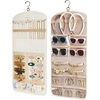 image:imageBAGSMART Hanging Jewelry Organizer Claw Clip Necklace Holder Roll for Hair Ties Headbands Clips Earrings Necklaces Glasses DoubleSided on Closet Wall Door 1 piece LargeBlackBeige