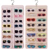image:imageBAGSMART Hanging Jewelry Organizer Dust Proof Sunglasses Storage Case Wall Mounted Travel Dual Sided Glasses Case Multiple Pairs Eyeglasses Holder with 32 Clear Slots amp Metal Hook BlackPink