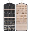 image:imageBAGSMART Hanging Jewelry Organizer with Hanger Metal Hooks DoubleSided Jewelry Holder for Organizing Earrings Necklaces Rings Perfect for in Hanging Closet Wall Door 1 Piece Large BlackA1Black