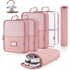 image:imageBAGSMART Hanging Packing Cubes for Travel 6 Set Clear Waterproof Packing Cubes for Suitcases Storage Organizer for Hanging Closet with Zipper Handles and Hook Baby PinkBaby Pink