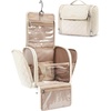 image:imageBAGSMART Hanging Travel Toiletry Bag Large Capacity Waterresistant Cosmetic Organizer with Handle for Brushes Accessories BlackBeige