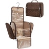 image:imageBAGSMART Hanging Travel Toiletry Bag Large Capacity Waterresistant Cosmetic Organizer with Handle for Brushes Accessories BlackTan Brown