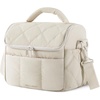 image:imageBAGSMART Lunch Bag Women Double Deck Insulated Lunch Box Quilted Puffer Lunch Tote Leakproof Durable amp Reusable Large Lunch Cooler For Work Picnic Travel Meal Prep Dark PinkBeige