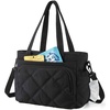 image:imageBAGSMART Lunch Bag Women Large Lunch Box Insulated Tote Bag with MultiPockets Quilted Puffy Tote for Work Outdoors04Black