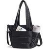 image:imageBAGSMART Lunch Bag Women Small Insulated Tote with Lunch Compartment Quilted Lightweight Puffy Tote Bag for Work Travel Outdoor Black01Black