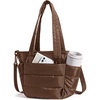 image:imageBAGSMART Lunch Bag Women Small Insulated Tote with Lunch Compartment Quilted Lightweight Puffy Tote Bag for Work Travel Outdoor BlackCoffee Brown