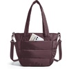 image:imageBAGSMART Lunch Bag Women Small Insulated Tote with Lunch Compartment Quilted Lightweight Puffy Tote Bag for Work Travel Outdoor BlackCrimson Purple