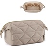 image:imageBAGSMART Makeup Bag Travel Makeup Bag Cute Puffy Make Up Bag Wideopen Cosmetic Bags for Women Small Makeup Pouch for Travel Essentials Toiletries Accessories BlackECamel