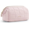 image:imageBAGSMART Makeup Bag Travel Toiletry Bag Puffy Padded Make Up Bags for Women Makeup Organizer Case Wideopen Pouch Purse Travel Essentials Toiletries Accessories Brushes Apricot Pink01Sakura Pink