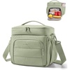 image:imageBAGSMART Puffy Insulated Lunch Bag Lightweight Large 14L Double Deck Lunch Box for Women Soft Cooler Tote for Office Work Travel Camping with Stretch Side Pockets Fits 40 oz Bottle PinkSage Green