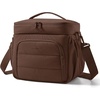 image:imageBAGSMART Puffy Insulated Lunch Bag Lightweight Large 14L Double Deck Lunch Box for Women Soft Cooler Tote for Office Work Travel Camping with Stretch Side Pockets Fits 40 oz Bottle PinkCoffee Brown
