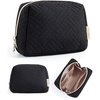 image:imageBAGSMART Puffy Makeup Bag Wide Opening Cosmetic Organizer Soft WaterResistant Travel Toiletry Pouch for Women for Purse Compact amp Spacious01Black