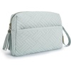 image:imageBAGSMART Puffy Makeup Bag Wide Opening Cosmetic Organizer Soft WaterResistant Travel Toiletry Pouch for Women for Purse Compact amp SpaciousLight Blue