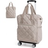 image:imageBAGSMART Rolling Duffle Bag with Wheels 35L Carry on Travel Bag with Detachable Wheels PVC Wet Pocket Duffle Bag with HandleCamel