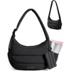 image:imageBAGSMART Shoulder Bag for Women Small Puffer Purses Crossbody Bag  Women Lightweight Fluffy Hobo Handbag with Small Puffy Pouch Adjustable StrapBlack