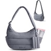 image:imageBAGSMART Shoulder Bag for Women Small Puffer Purses Crossbody Bag  Women Lightweight Fluffy Hobo Handbag with Small Puffy Pouch Adjustable StrapGrey