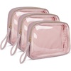 image:imageBAGSMART TSA Approved Toiletry Bag 3 Pack Clear Makeup Cosmetic Bag Organizer Quart Size Travel Bag for Toiletries Carryon Travel Accessories Essentials  PinkPink