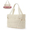 image:imageBAGSMART Tote Bag for Women with Zipper and Yoga Mat Straps Quilted Gym Tote for Travel Work SportBeige