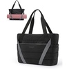 image:imageBAGSMART Tote Bag for Women with Zipper and Yoga Mat Straps Quilted Gym Tote for Travel Work SportBlack