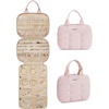 image:imageBAGSMART Travel Jewelry Case Hanging Jewelry Organizer with Zipper Pockets Large Capacity Puffy Jewelry Roll for Earrings Necklaces Rings on Closet Wall Door Portable Travel Essentials PinkPink