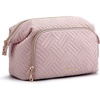 image:imageBAGSMART Travel Makeup Bag Cosmetic Bag Small Make Up Organizer CaseWideopen Pouch for Women Purse for Toiletries Accessories BrushesLarge BeigeA1 Layer Pink