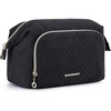 image:imageBAGSMART Travel Makeup Bag Cosmetic Bag Small Make Up Organizer CaseWideopen Pouch for Women Purse for Toiletries Accessories BrushesLarge BeigeC1 Layer Black