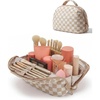 image:imageBAGSMART Travel Makeup Bag for Women Portable Folddown Cosmetic Case Puffy Padded Make Up Organizer Pouch Waterresistant Toiletry Bag for Toiletries Brushes Baby PinkKhaki Brown checkered Print