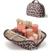 image:imageBAGSMART Travel Makeup Bag for Women Portable Folddown Cosmetic Case Puffy Padded Make Up Organizer Pouch Waterresistant Toiletry Bag for Toiletries Brushes Baby PinkLeopard Print