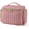image:imageBAGSMART Travel Toiletry Bag Large Wideopen Travel Bag for Toiletries Makeup Cosmetic Travel Bag with HandleBlackDark Pink