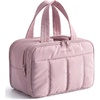 image:imageBAGSMART Travel Toiletry Bag Puffy Large Toiletry Bag for Women Lightweight Cosmetic Makeup Bag Organizer with Handle for Traveling Accessories Essentials Toiletries BlackGLight Purple
