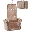image:imageBAGSMART Travel Toiletry Bag for Women Puffy Hanging Toiletry Bag with Hook Waterresistant Toiletry Organizer for Full Sized Toiletries BlackCamel
