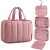 image:imageBAGSMART Travel Toiletry Bag for women Portable Hanging Hook Makeup Bag Organizer Waterproof Makeup Cosmetic Bag for FullSize Accessories Toiletries PinkDusty Rose