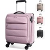 image:imageBAGSMART Underseat Carry on Luggage with Wheels Soft Small Travel Luggage with PVC WetDry Pockets Lightweight Soft Personal Item Suitcase for Short TripCamerPurple