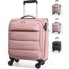 image:imageBAGSMART Underseat Carry on Luggage with Wheels Soft Small Travel Luggage with PVC WetDry Pockets Lightweight Soft Personal Item Suitcase for Short TripCamerSakura Pink