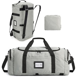 image:imageBAGSAMRT 60L Foldable Duffle Bag for Travel Large Travel Duffel Bag for Men 4 in 1 Travel Backpack Carry on Weekender Bag BlackGray