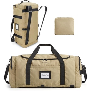 image:imageBAGSAMRT 60L Foldable Duffle Bag for Travel Large Travel Duffel Bag for Men 4 in 1 Travel Backpack Carry on Weekender Bag BlackLight Brown