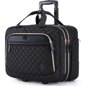 image:imageBAGSMART 173 Inch Rolling Laptop Bag for Women and Men Briefcase With Wheels Computer Case for Work Travel Business Quilted BlackQuilted Black