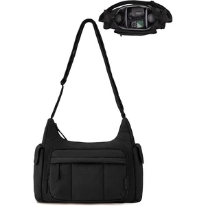 image:imageBAGSMART 2 in 1 Puffy Camera Sling Bag for Photographer Everyday Shoulder Crossbody Bag with Pockets Digital Camera Case for DSLRMirrorless Light BeigeBlack