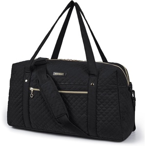 image:imageBAGSMART 31L Womens Quilted Weekender Duffle Bag with Laptop Compartment and Shoe BagBlack