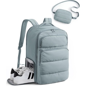 image:imageBAGSMART 35L Travel Backpack for Women 173 CarryOn Personal Item  Flight Approved 180 Opening WetDry Pocket Free Crossbody Bag Shoe Compartment Luggage Sleeve Water ResistantBlue