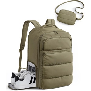 image:imageBAGSMART 35L Travel Backpack for Women 173 CarryOn Personal Item  Flight Approved 180 Opening WetDry Pocket Free Crossbody Bag Shoe Compartment Luggage Sleeve Water ResistantKelp Green