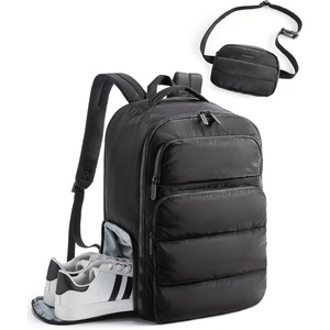 image:imageBAGSMART 35L Travel Backpack for Women 173 CarryOn Personal Item  Flight Approved 180 Opening WetDry Pocket Free Crossbody Bag Shoe Compartment Luggage Sleeve Water ResistantBlack