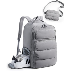 image:imageBAGSMART 35L Travel Backpack for Women 173 CarryOn Personal Item  Flight Approved 180 Opening WetDry Pocket Free Crossbody Bag Shoe Compartment Luggage Sleeve Water ResistantGrey