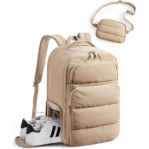 image:imageBAGSMART 35L Travel Backpack for Women 173 CarryOn Personal Item  Flight Approved 180 Opening WetDry Pocket Free Crossbody Bag Shoe Compartment Luggage Sleeve Water ResistantDesert