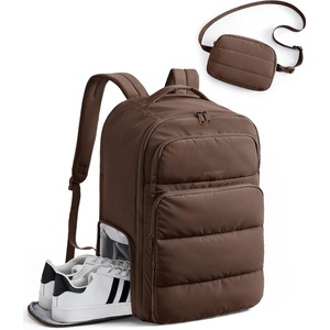 image:imageBAGSMART 35L Travel Backpack for Women 173 CarryOn Personal Item  Flight Approved 180 Opening WetDry Pocket Free Crossbody Bag Shoe Compartment Luggage Sleeve Water ResistantCoffee