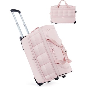 image:imageBAGSMART 40L Rolling Duffle Bag with Wheels and Handle TSA Carry On Bags for Travel with Shoe Compartment CharcoalCandy Pink