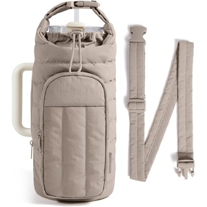 image:imageBAGSMART 40oz Water Bottle Holder with Strap Quilted Crossbody Purse Drink Carrier Gym Accessories for WomenBrown