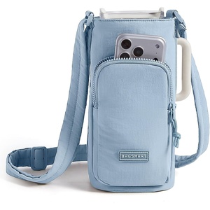 image:imageBAGSMART 40oz Water Bottle Holder with Strap Quilted Crossbody Purse Drink Carrier Gym Accessories for WomenFrench Blue